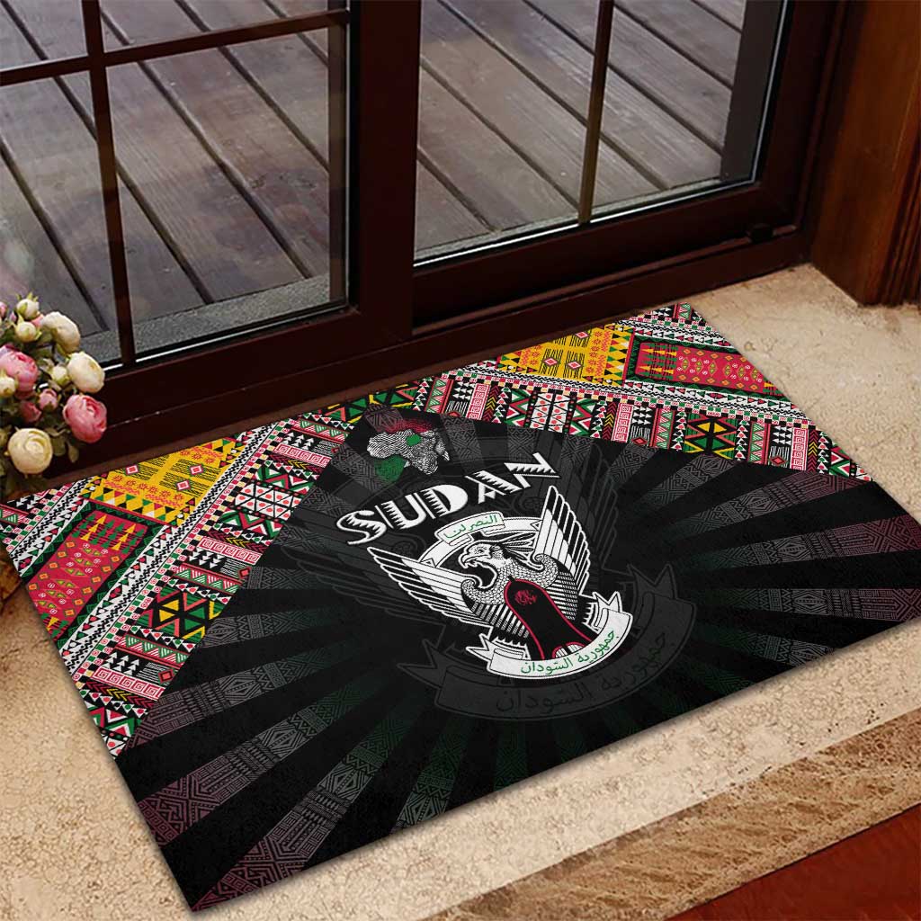 Sudan Roots Rubber Doormat African Pride in Fingerprint and Tribal Colors