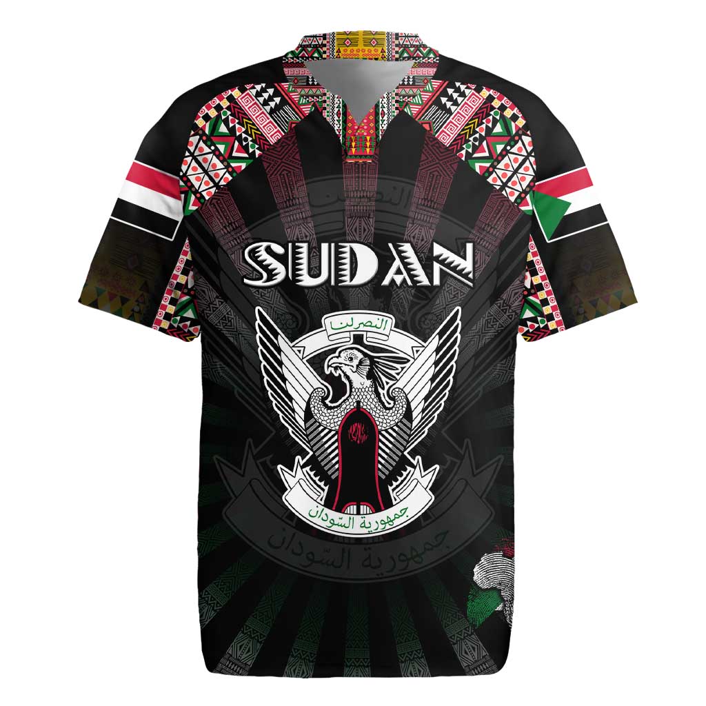 Personalized Sudan Roots Rugby Jersey African Pride in Fingerprint and Tribal Colors
