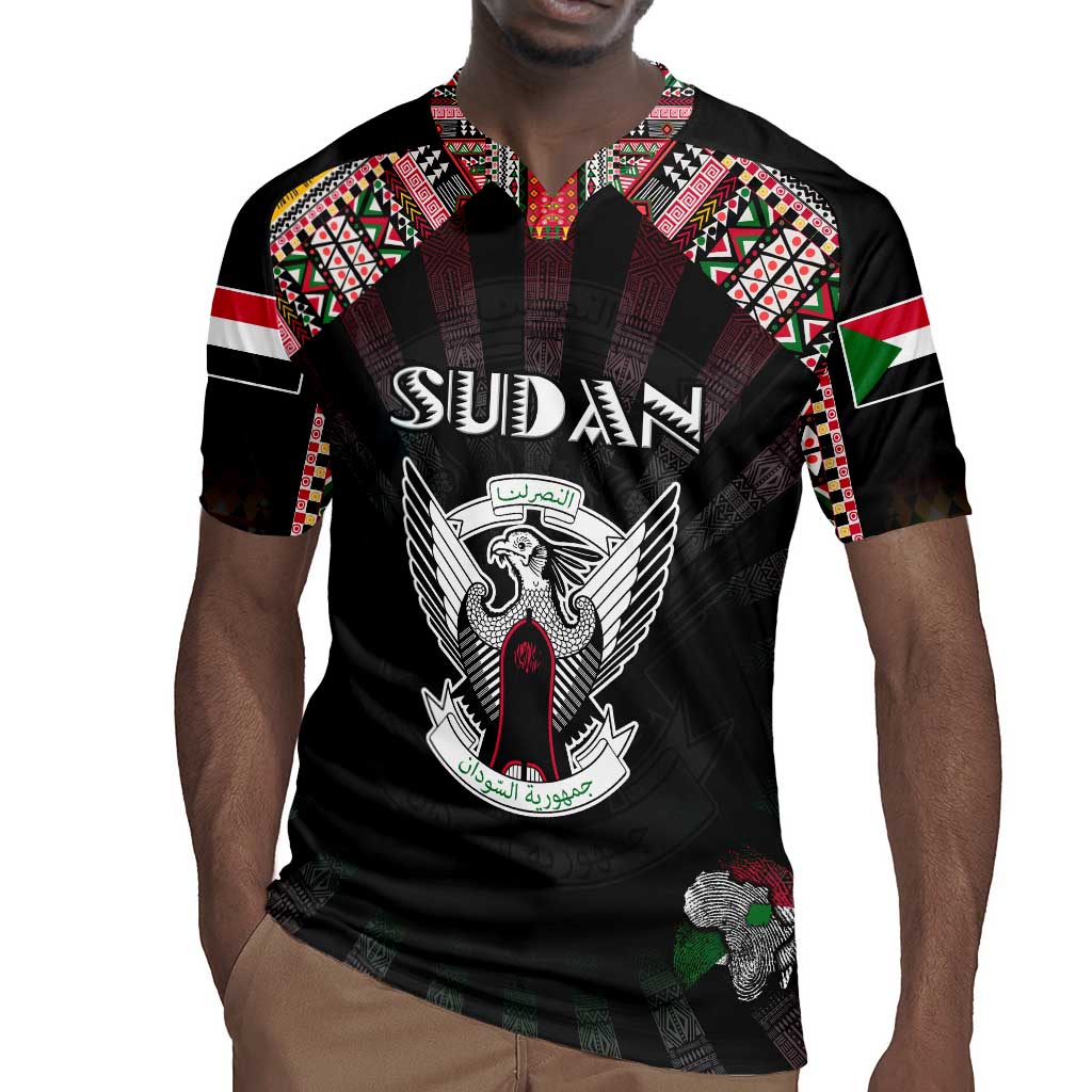 Personalized Sudan Roots Rugby Jersey African Pride in Fingerprint and Tribal Colors