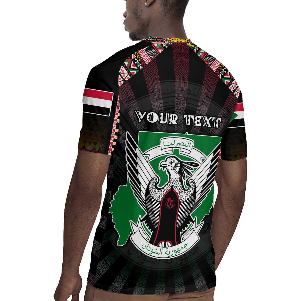 Personalized Sudan Roots Rugby Jersey African Pride in Fingerprint and Tribal Colors