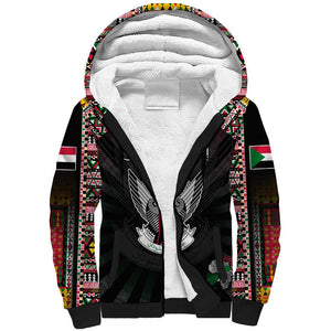 Personalized Sudan Roots Sherpa Hoodie African Pride in Fingerprint and Tribal Colors