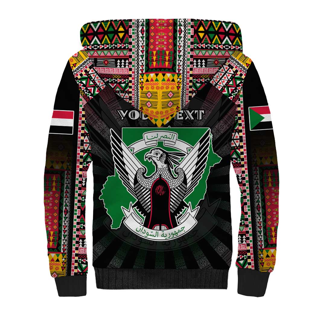 Personalized Sudan Roots Sherpa Hoodie African Pride in Fingerprint and Tribal Colors