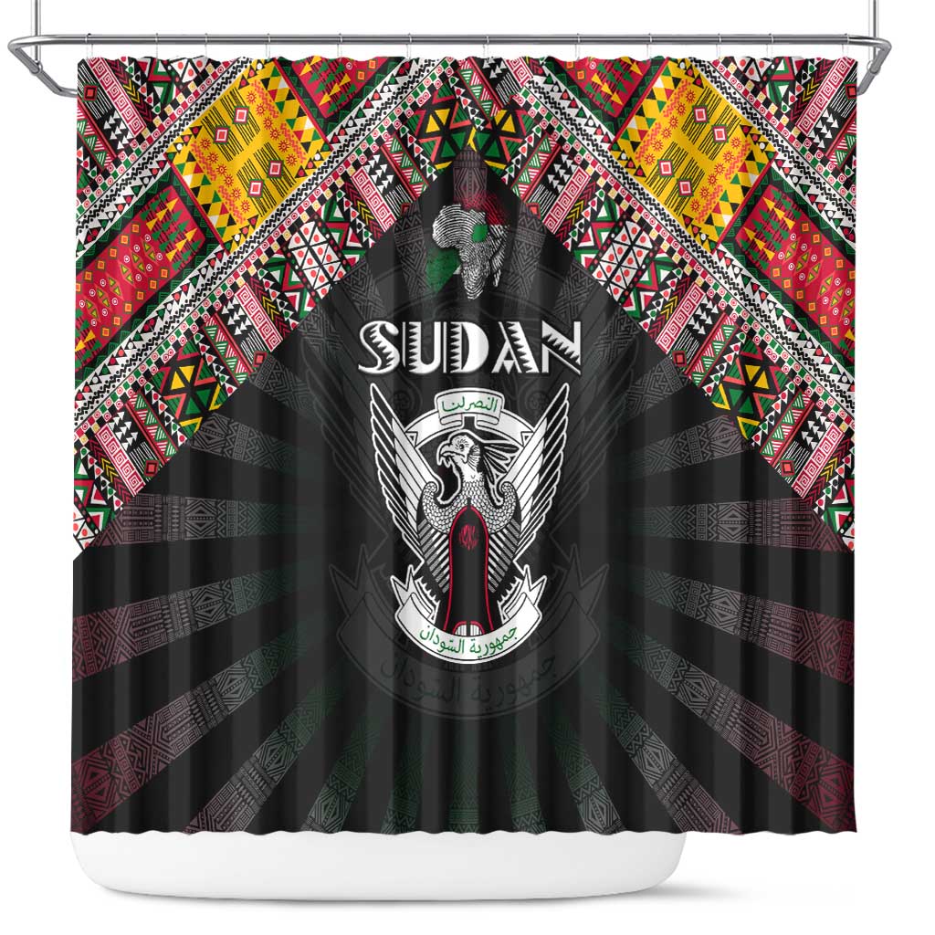 Sudan Roots Shower Curtain African Pride in Fingerprint and Tribal Colors