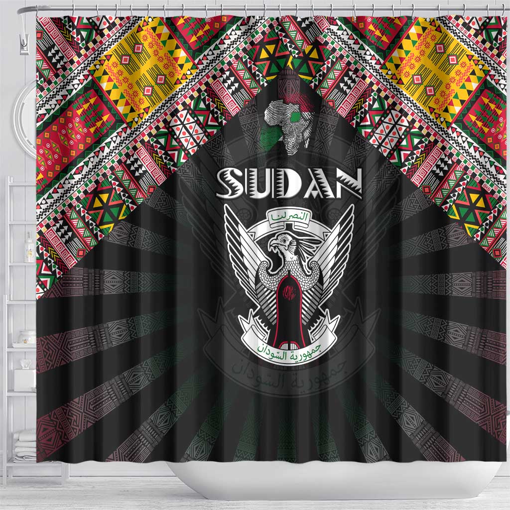 Sudan Roots Shower Curtain African Pride in Fingerprint and Tribal Colors