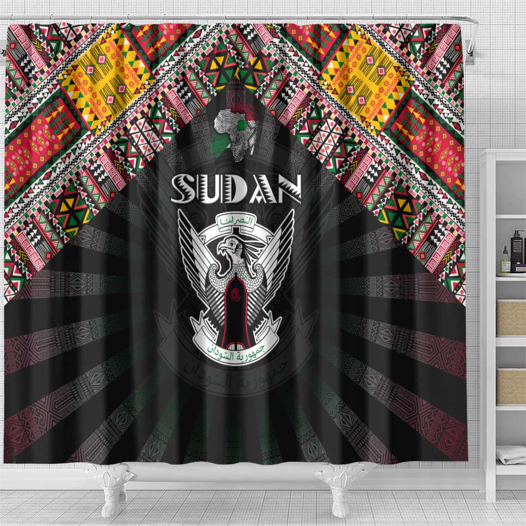 Sudan Roots Shower Curtain African Pride in Fingerprint and Tribal Colors