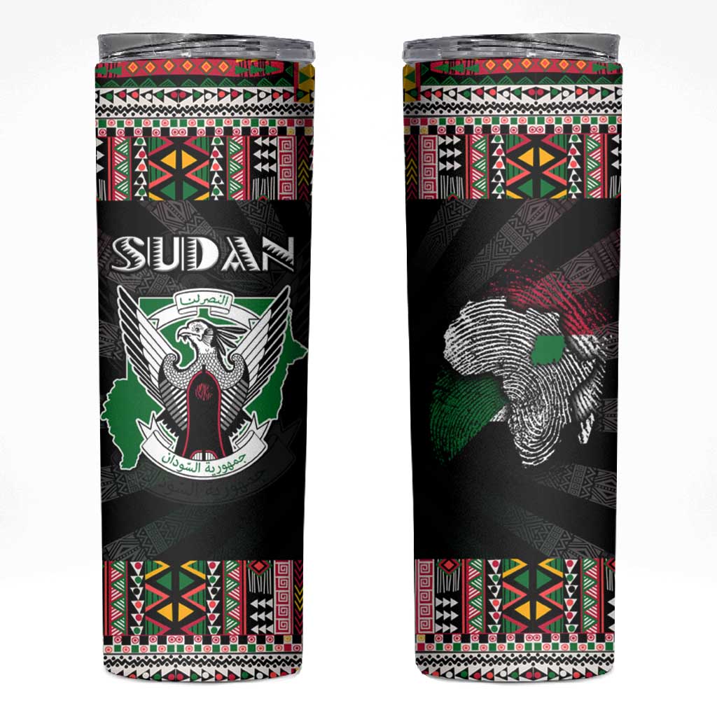 Sudan Roots Skinny Tumbler African Pride in Fingerprint and Tribal Colors