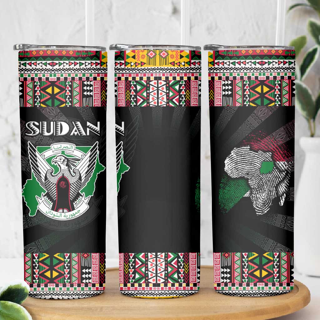 Sudan Roots Skinny Tumbler African Pride in Fingerprint and Tribal Colors