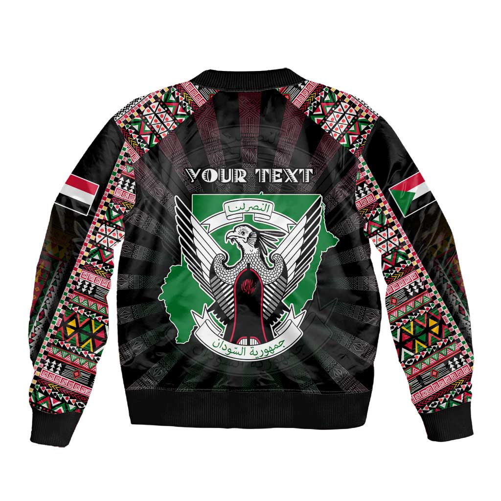 Personalized Sudan Roots Sleeve Zip Bomber Jacket African Pride in Fingerprint and Tribal Colors