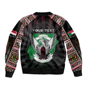 Personalized Sudan Roots Sleeve Zip Bomber Jacket African Pride in Fingerprint and Tribal Colors