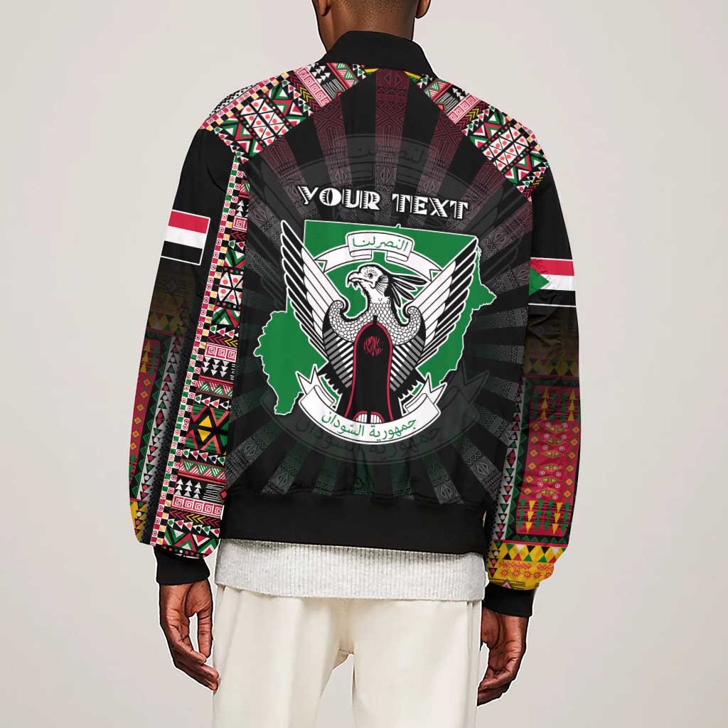 Personalized Sudan Roots Sleeve Zip Bomber Jacket African Pride in Fingerprint and Tribal Colors