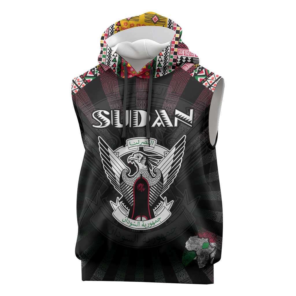 Personalized Sudan Roots Sleeveless Hoodie African Pride in Fingerprint and Tribal Colors - African Pride