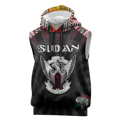 Personalized Sudan Roots Sleeveless Hoodie African Pride in Fingerprint and Tribal Colors - African Pride