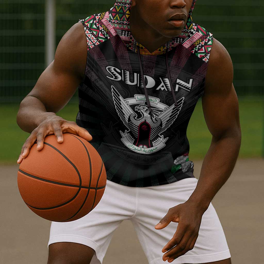Personalized Sudan Roots Sleeveless Hoodie African Pride in Fingerprint and Tribal Colors - African Pride