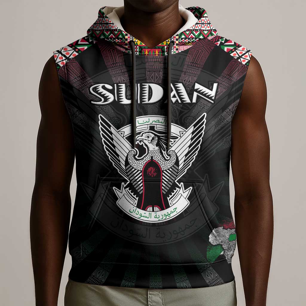 Personalized Sudan Roots Sleeveless Hoodie African Pride in Fingerprint and Tribal Colors - African Pride