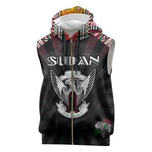 Personalized Sudan Roots Sleeveless Zip Hoodie African Pride in Fingerprint and Tribal Colors - African Pride