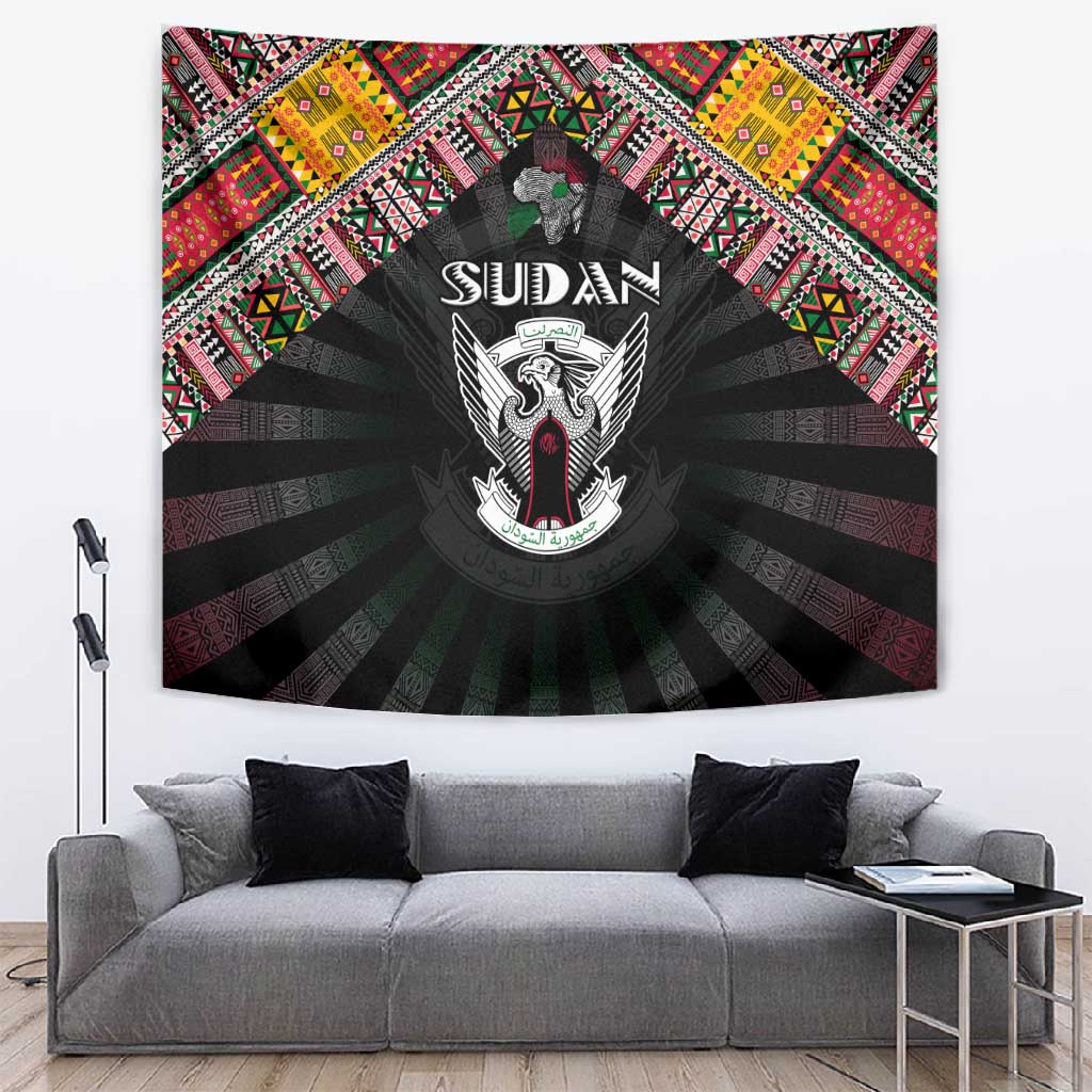 Sudan Roots Tapestry African Pride in Fingerprint and Tribal Colors