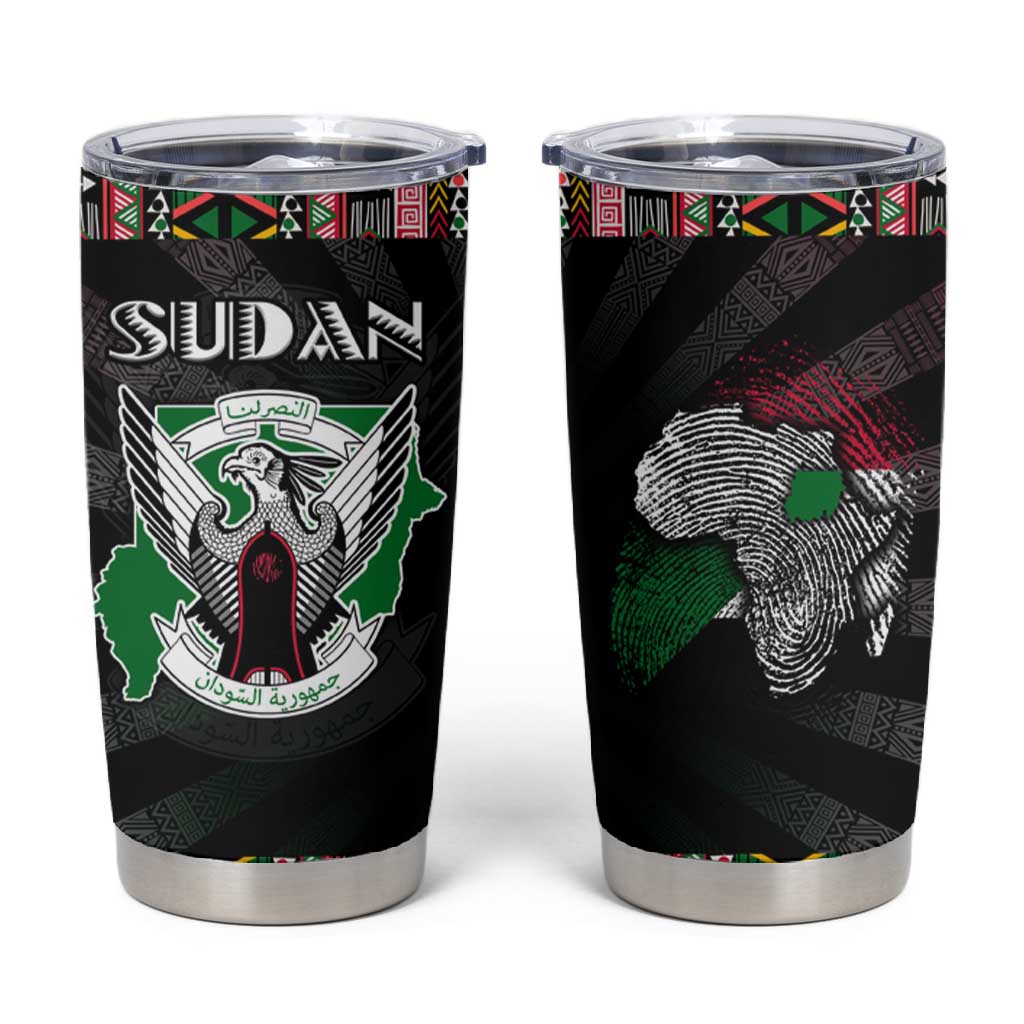 Sudan Roots Tumbler Cup African Pride in Fingerprint and Tribal Colors