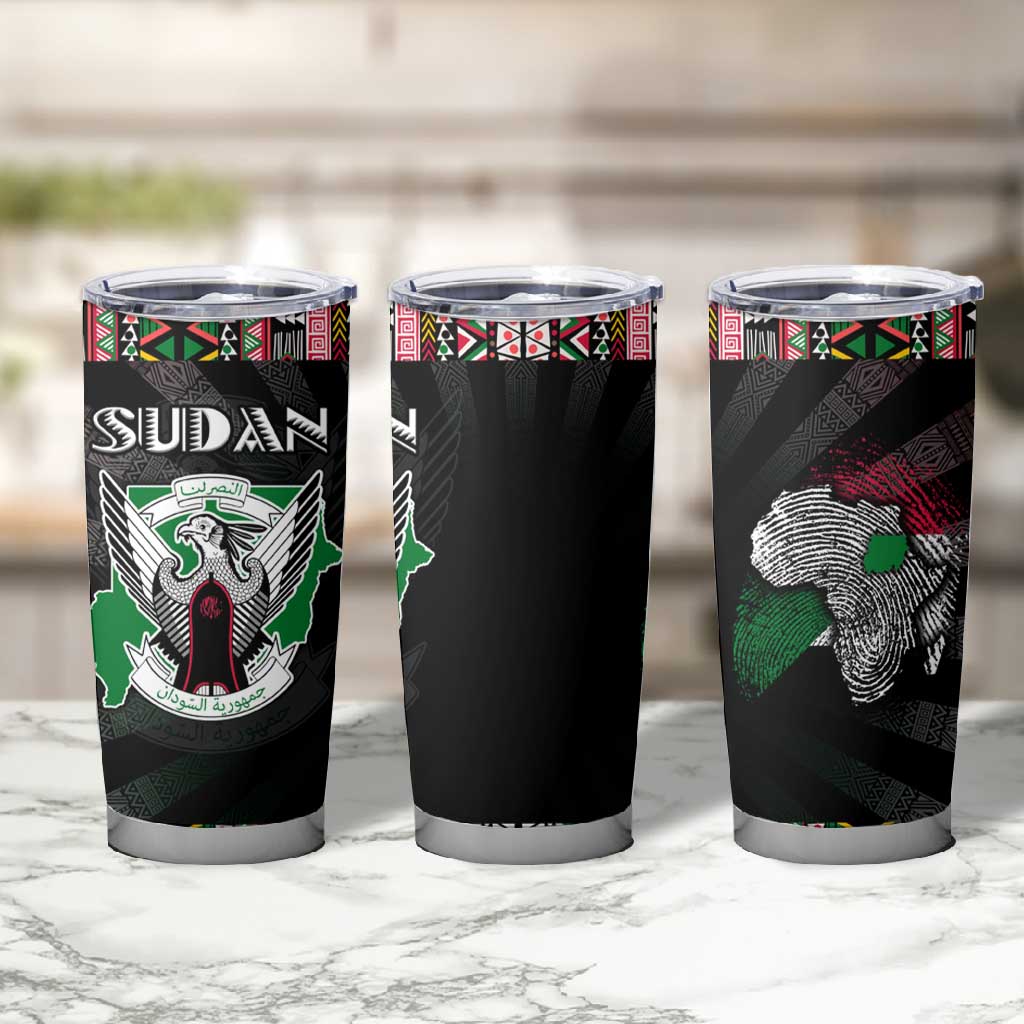 Sudan Roots Tumbler Cup African Pride in Fingerprint and Tribal Colors