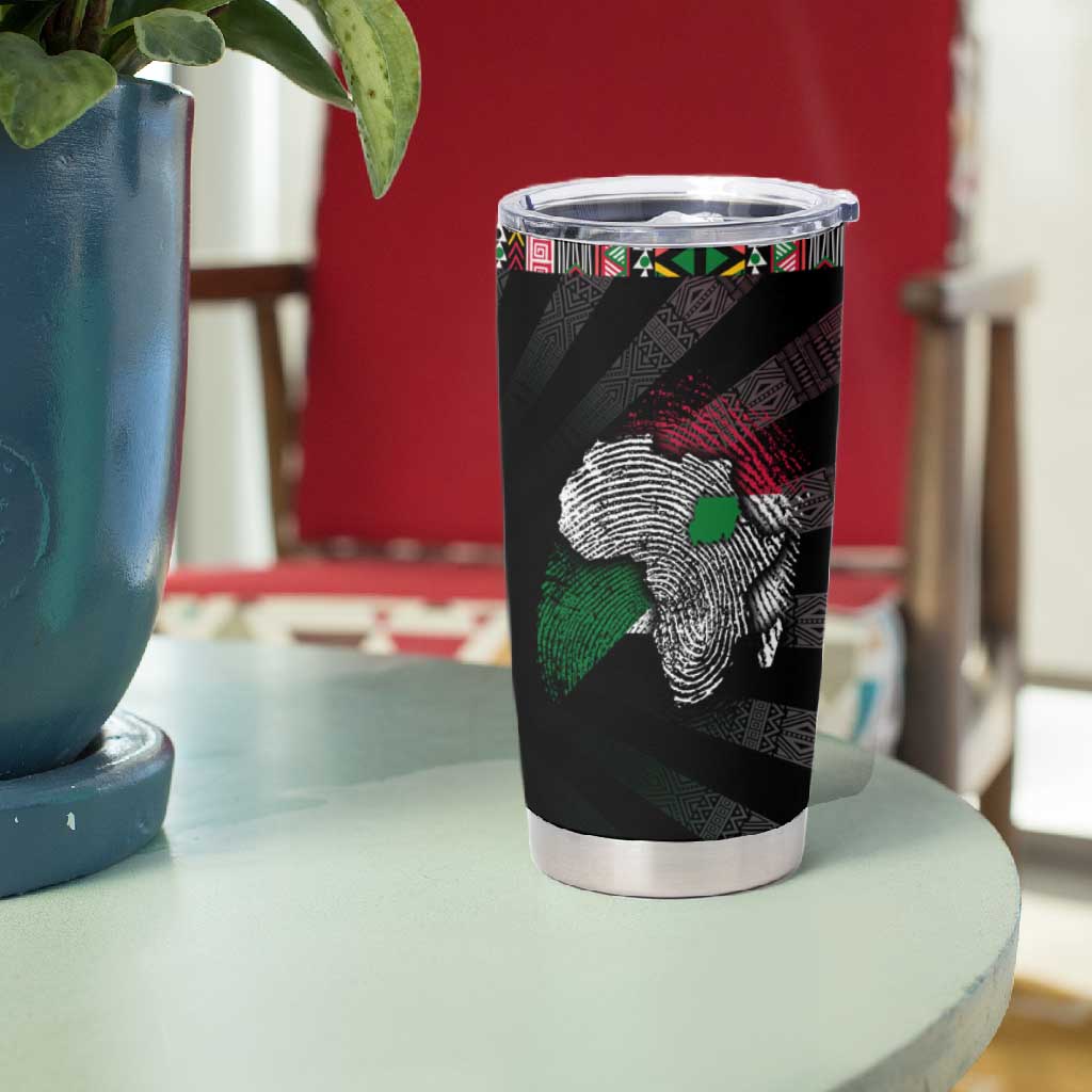 Sudan Roots Tumbler Cup African Pride in Fingerprint and Tribal Colors