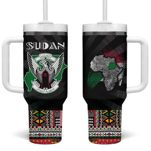 Sudan Roots Tumbler With Handle African Pride in Fingerprint and Tribal Colors
