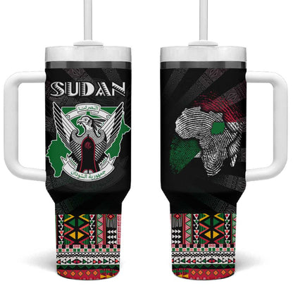 Sudan Roots Tumbler With Handle African Pride in Fingerprint and Tribal Colors