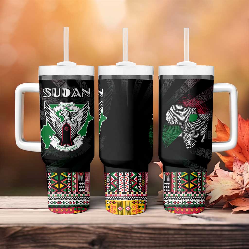 Sudan Roots Tumbler With Handle African Pride in Fingerprint and Tribal Colors