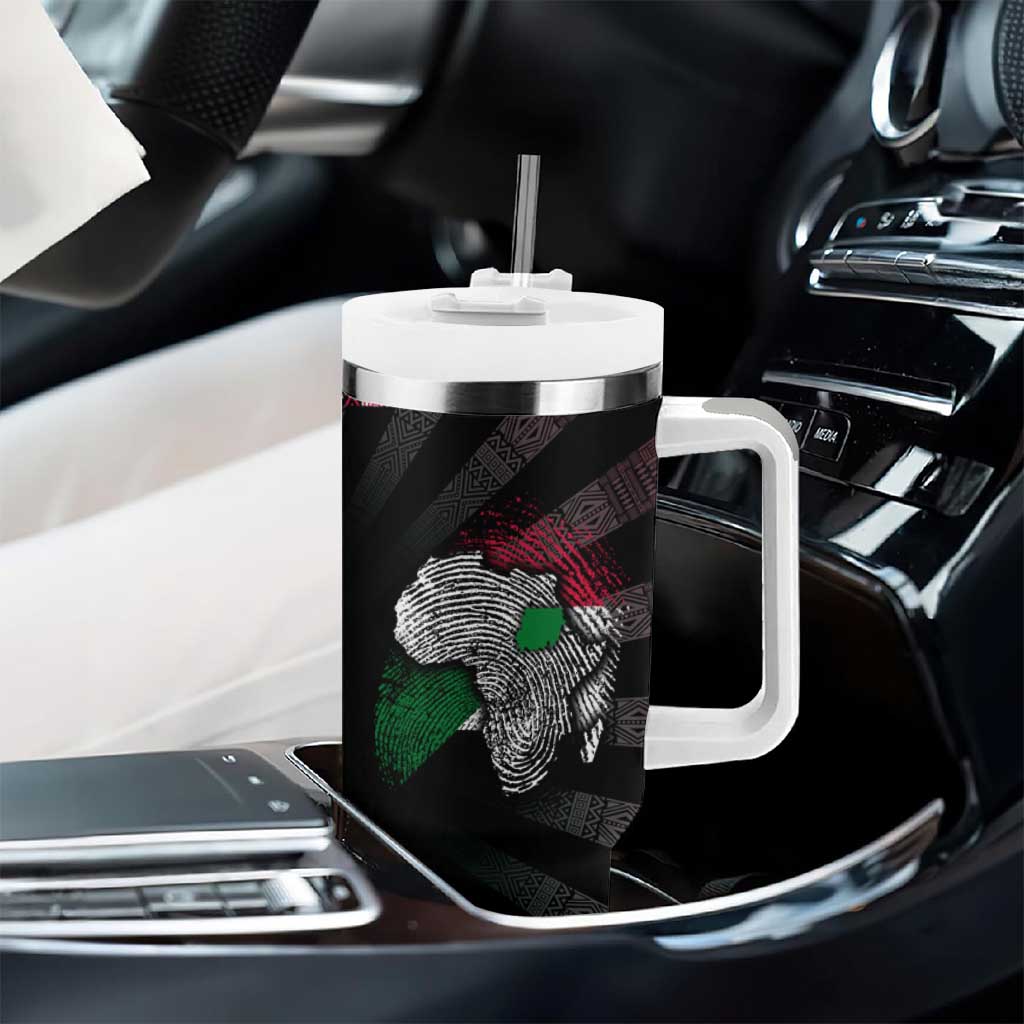 Sudan Roots Tumbler With Handle African Pride in Fingerprint and Tribal Colors