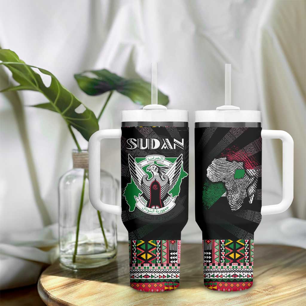 Sudan Roots Tumbler With Handle African Pride in Fingerprint and Tribal Colors