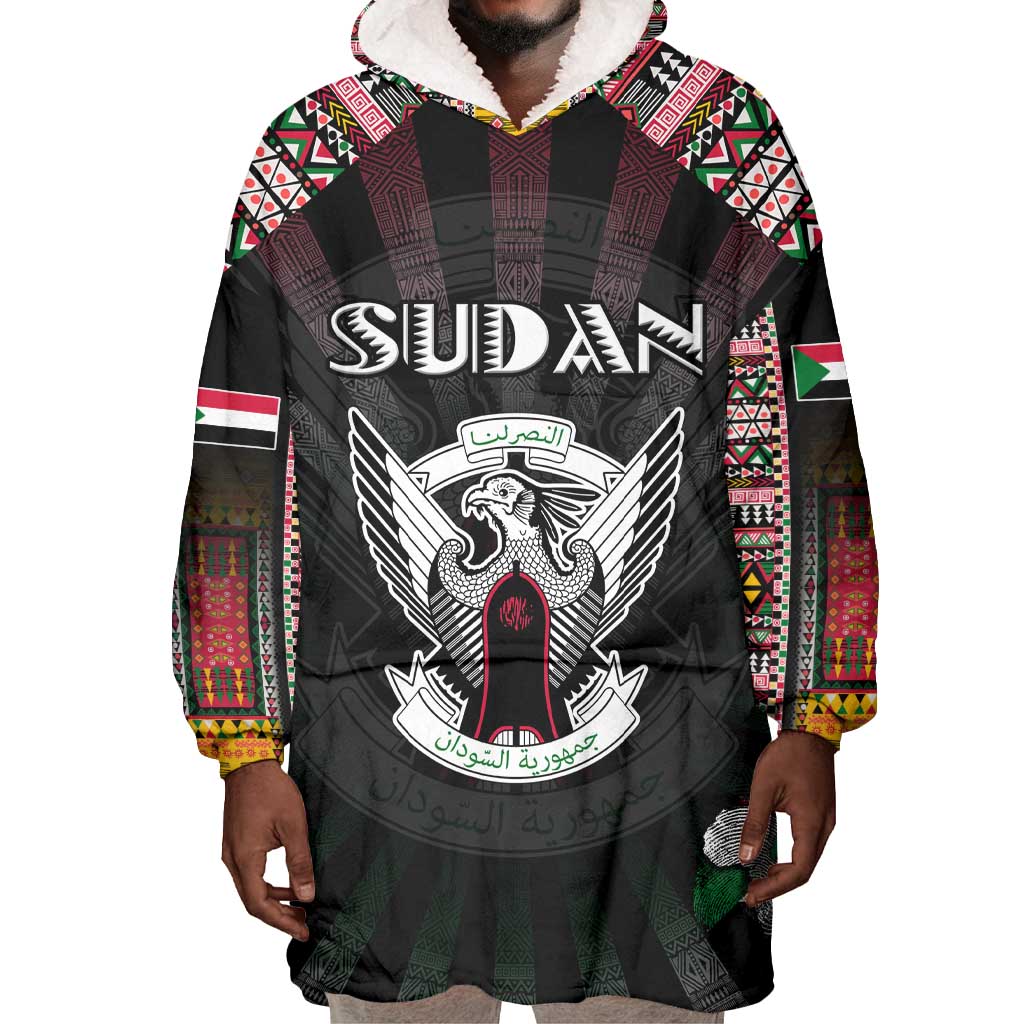 Personalized Sudan Roots Wearable Blanket Hoodie African Pride in Fingerprint and Tribal Colors