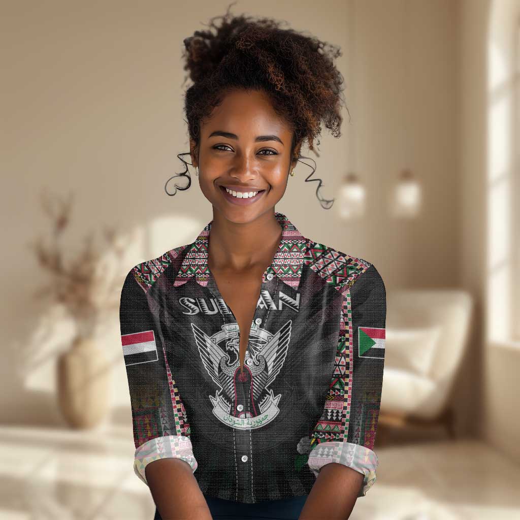 Personalized Sudan Roots Women Casual Shirt African Pride in Fingerprint and Tribal Colors