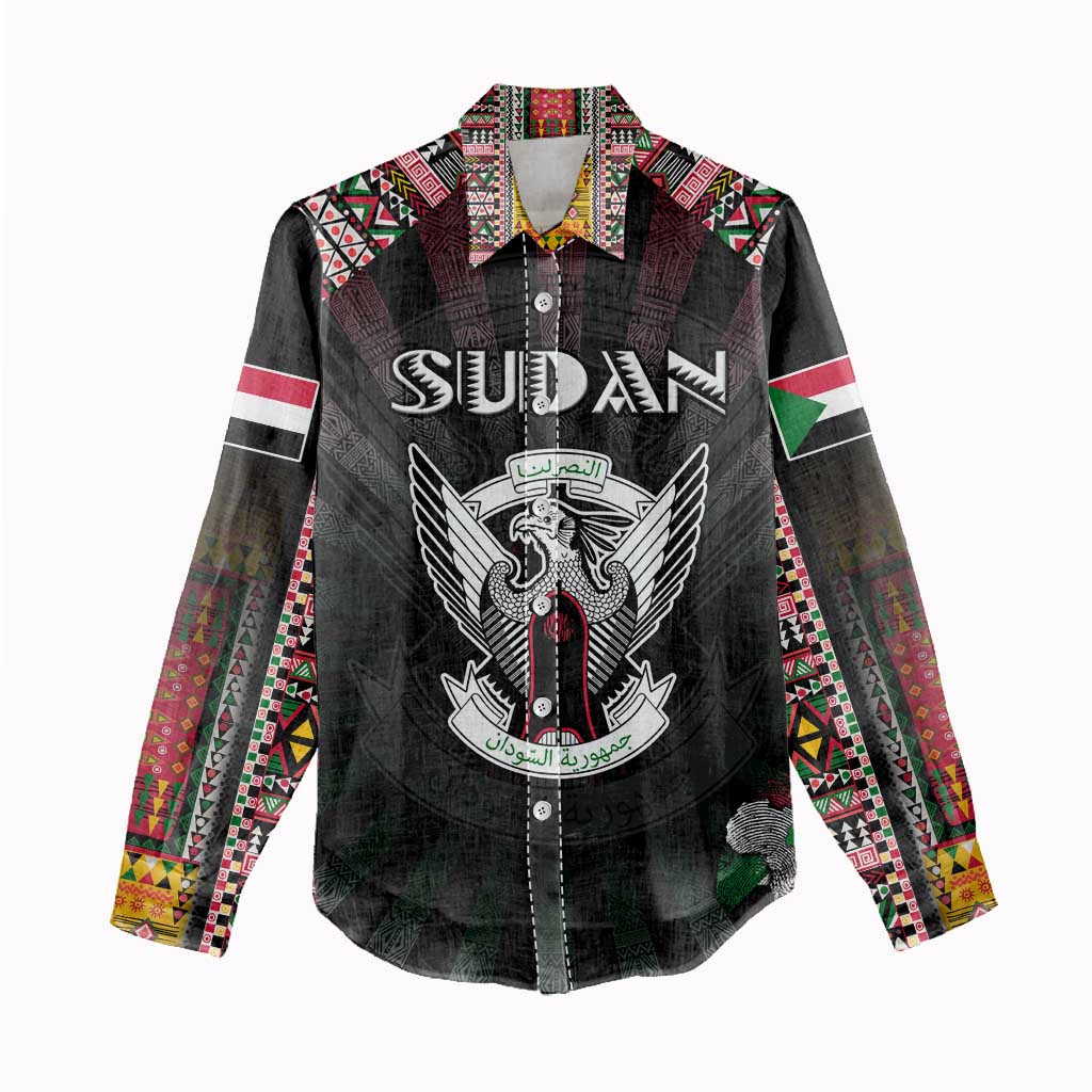 Personalized Sudan Roots Women Casual Shirt African Pride in Fingerprint and Tribal Colors