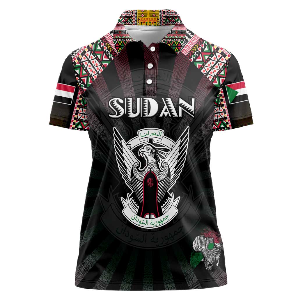 Personalized Sudan Roots Women Polo Shirt African Pride in Fingerprint and Tribal Colors