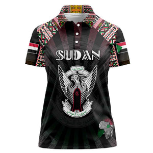 Personalized Sudan Roots Women Polo Shirt African Pride in Fingerprint and Tribal Colors