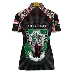Personalized Sudan Roots Women Polo Shirt African Pride in Fingerprint and Tribal Colors