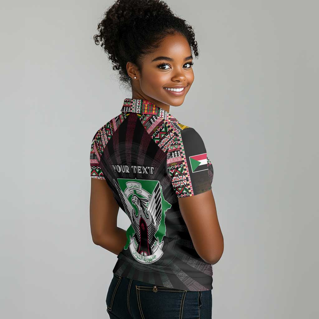 Personalized Sudan Roots Women Polo Shirt African Pride in Fingerprint and Tribal Colors
