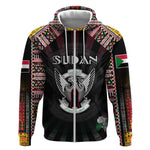 Personalized Sudan Roots Zip Hoodie African Pride in Fingerprint and Tribal Colors