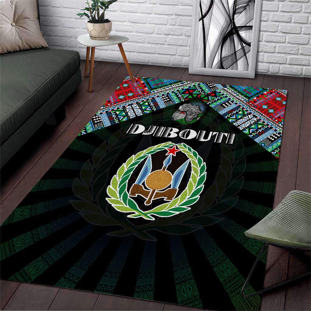 Djibouti Roots Area Rug African Pride in Fingerprint and Tribal Colors