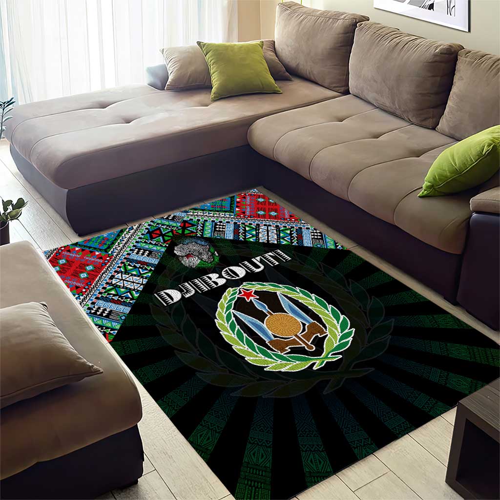 Djibouti Roots Area Rug African Pride in Fingerprint and Tribal Colors