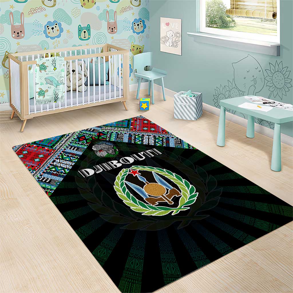 Djibouti Roots Area Rug African Pride in Fingerprint and Tribal Colors