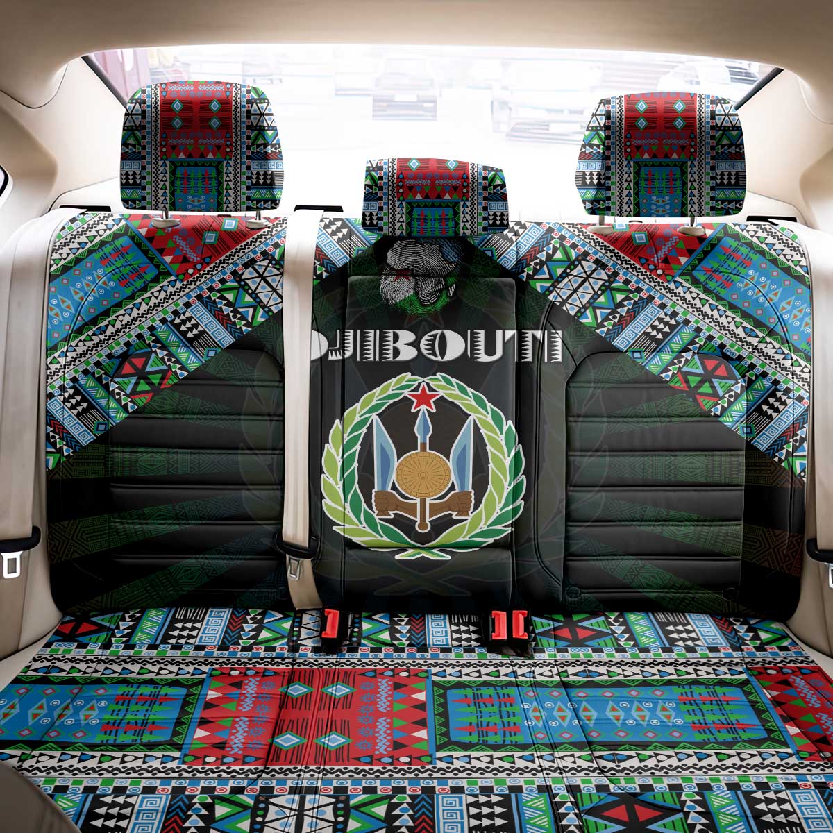 Djibouti Roots Back Car Seat Cover African Pride in Fingerprint and Tribal Colors