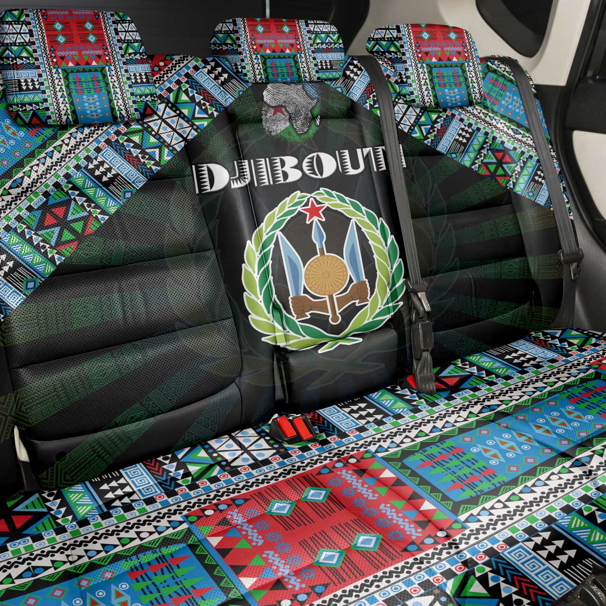 Djibouti Roots Back Car Seat Cover African Pride in Fingerprint and Tribal Colors