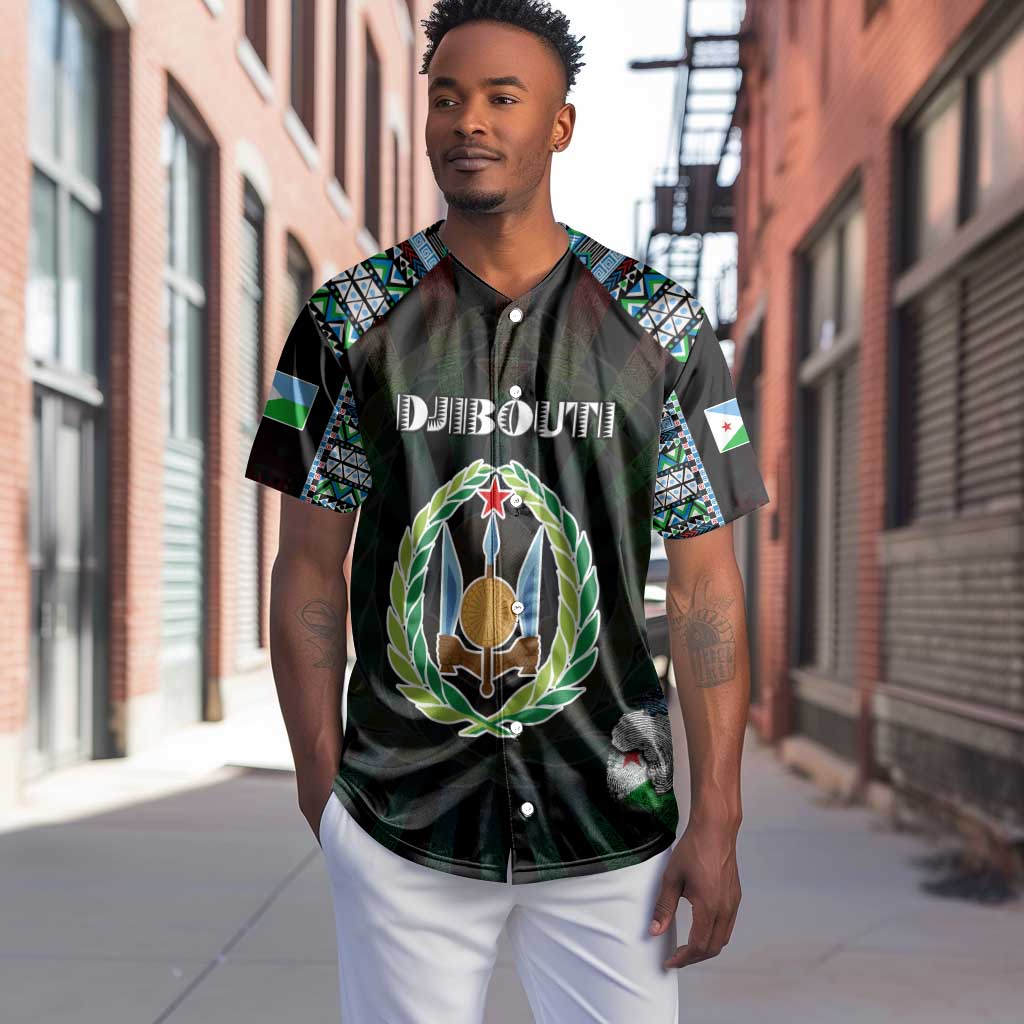 Personalized Djibouti Roots Baseball Jersey African Pride in Fingerprint and Tribal Colors