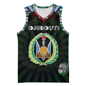Personalized Djibouti Roots Basketball Jersey African Pride in Fingerprint and Tribal Colors - African Pride