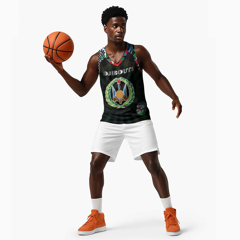 Personalized Djibouti Roots Basketball Jersey African Pride in Fingerprint and Tribal Colors - African Pride