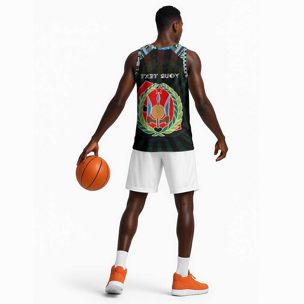 Personalized Djibouti Roots Basketball Jersey African Pride in Fingerprint and Tribal Colors - African Pride