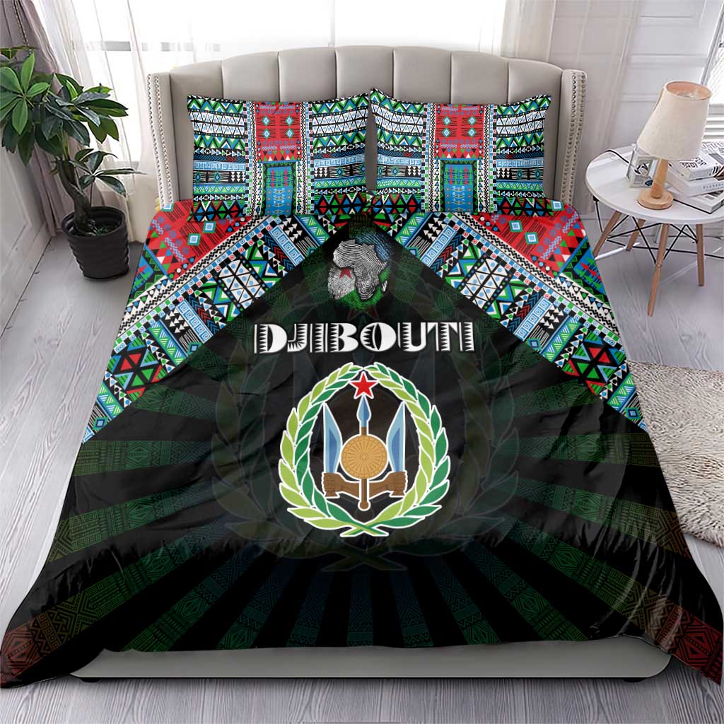 Djibouti Roots Bedding Set African Pride in Fingerprint and Tribal Colors