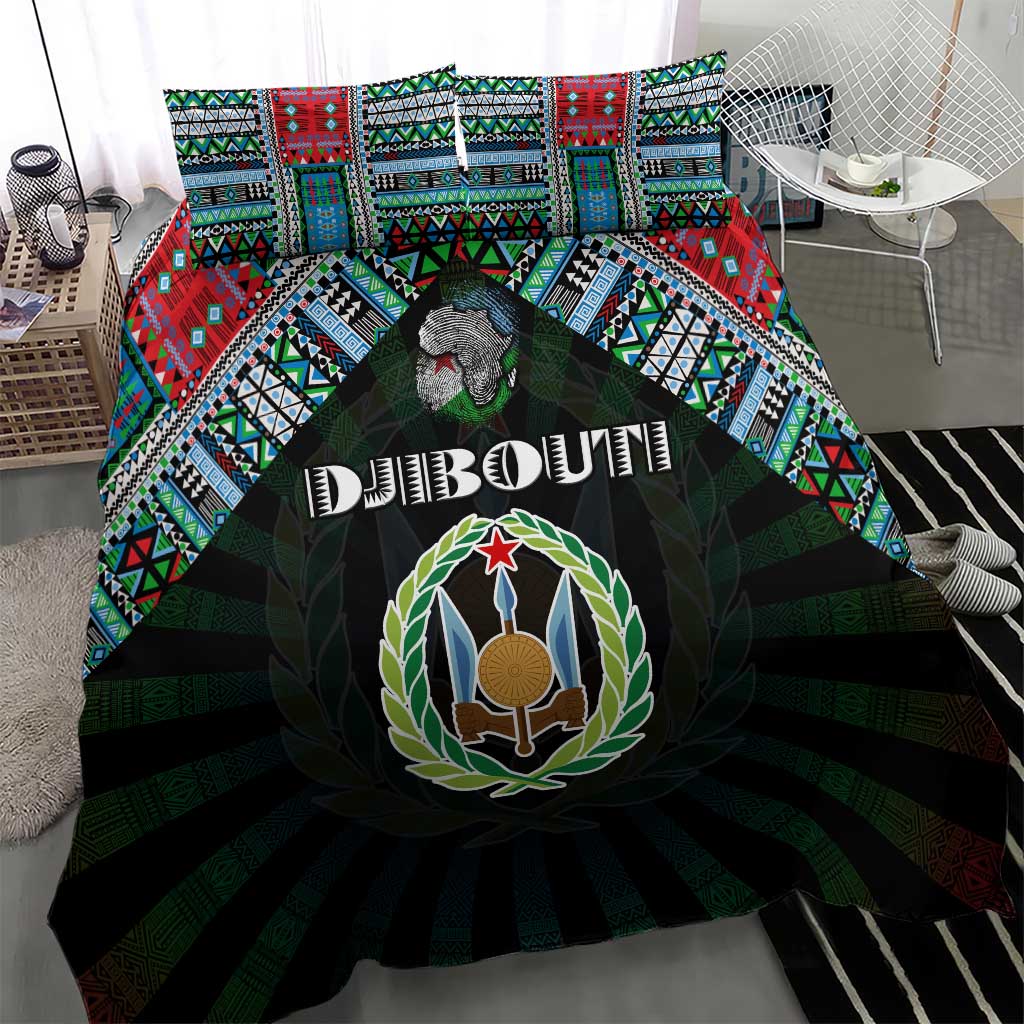 Djibouti Roots Bedding Set African Pride in Fingerprint and Tribal Colors