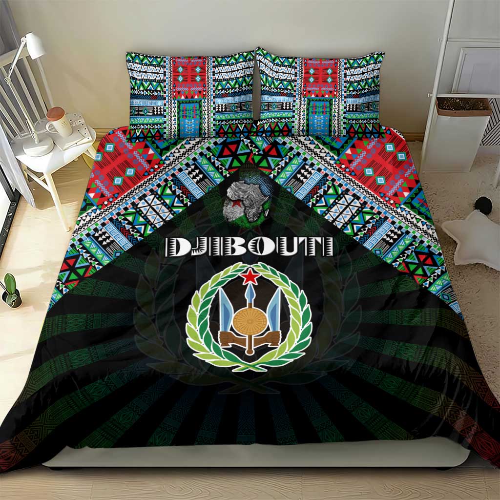 Djibouti Roots Bedding Set African Pride in Fingerprint and Tribal Colors