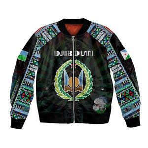 Personalized Djibouti Roots Bomber Jacket African Pride in Fingerprint and Tribal Colors