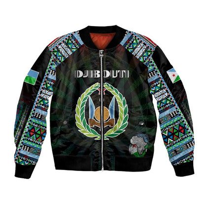 Personalized Djibouti Roots Bomber Jacket African Pride in Fingerprint and Tribal Colors